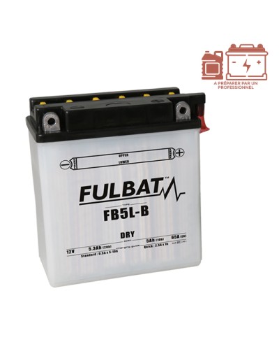 BATTERIE FB5L-B FULBAT 12V5AH LG120 L60 H130 (LIVRE AVEC ACIDE)