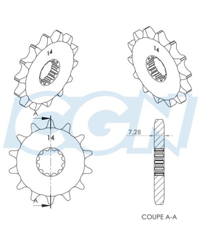 PIGNON MECABOITE B14 TEKNIX ADAPT. AM6 428 14 DTS