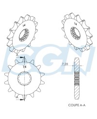 PIGNON MECABOITE B14 TEKNIX ADAPT. AM6 428 14 DTS