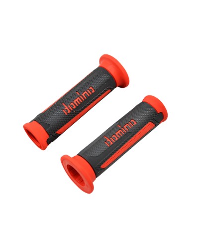 REVETEMENT/POIGNEE DOMINO A350 TURISMO NOIR/ROUGE (PR) DEBOUCHE POUR EMBOUT GUIDON