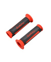 REVETEMENT/POIGNEE DOMINO A350 TURISMO NOIR/ROUGE (PR) DEBOUCHE POUR EMBOUT GUIDON