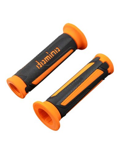 REVETEMENT/POIGNEE DOMINO A350 TURISMO NOIR/ORANGE (PR) DEBOUCHE POUR EMBOUT GUIDON