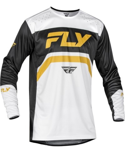 Maillot vélo enfant FLY RACING Rayce - blanc/noir/or