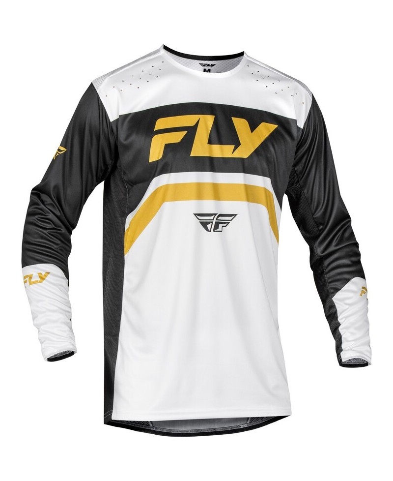 Maillot vélo enfant FLY RACING Rayce - blanc/noir/or