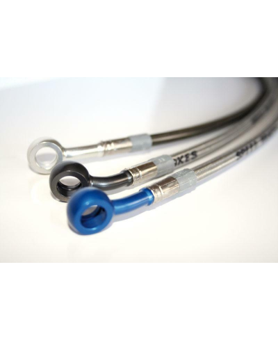 Durite de frein Aviation SPEEDBRAKES inox/raccord bleu 62-CA011-1C