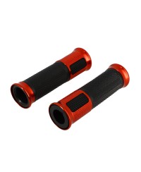 REVETEMENT/POIGNEE BLACKWAY HANZO NOIR/ROUGE (PR)  - DEBOUCHE POUR EMBOUT DE GUIDON