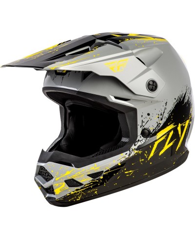 Casque enfant FLY RACING Kinetic Drip - gris/noir/jaune
