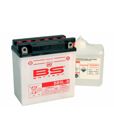 Batterie BS BATTERY Haute-performance avec pack acide - BB9L-B