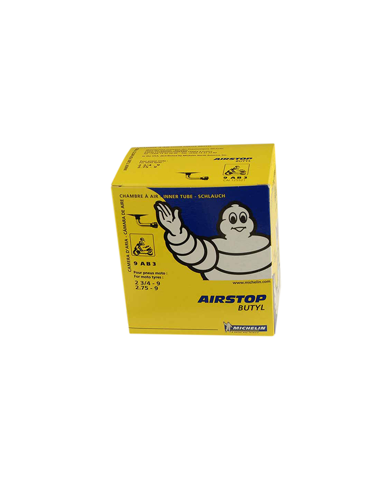 CHAMBRE A AIR SCOOTER 9" 2 3/4 X 9 MICHELIN AIRSTOP 9AB3 (VALVE COUDEE 90Â°)