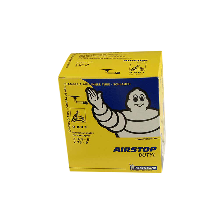 CHAMBRE A AIR SCOOTER 9" 2 3/4 X 9 MICHELIN AIRSTOP 9AB3 (VALVE COUDEE 90Â°)