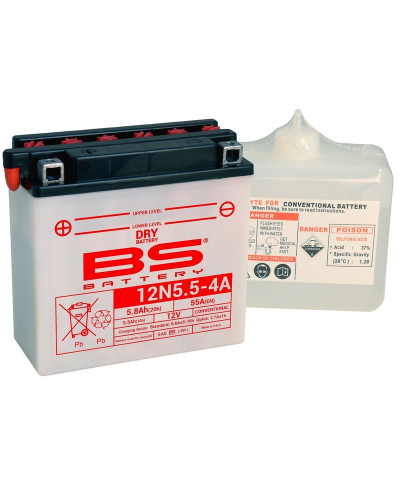 Batterie BS BATTERY conventionnelle avec pack acide - 12N5.5-4A
