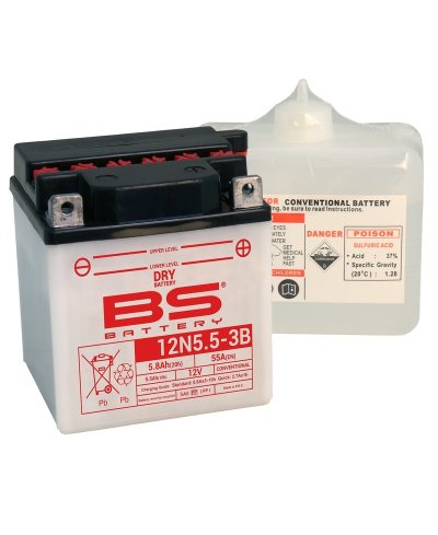 Batterie BS BATTERY conventionnelle avec pack acide - 12N5.5A-3B