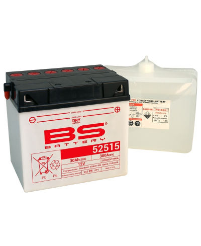 Batterie BS BATTERY conventionnelle avec pack acide - 52515 (B60N30L-A)
