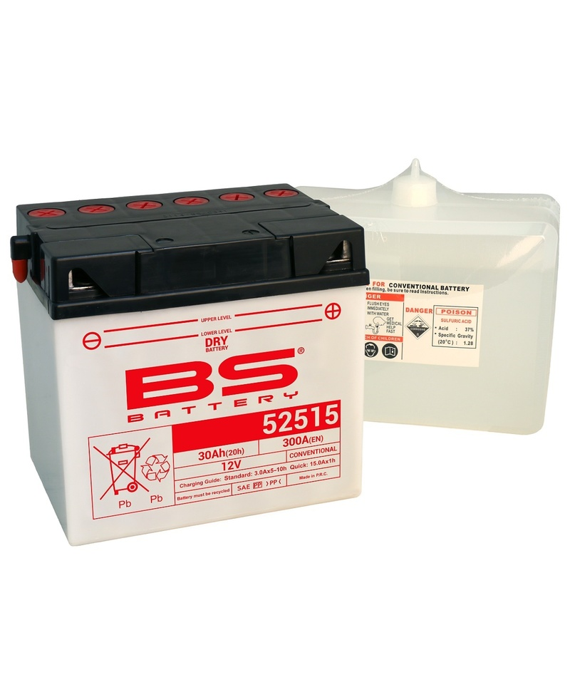 Batterie BS BATTERY conventionnelle avec pack acide - 52515 (B60N30L-A)