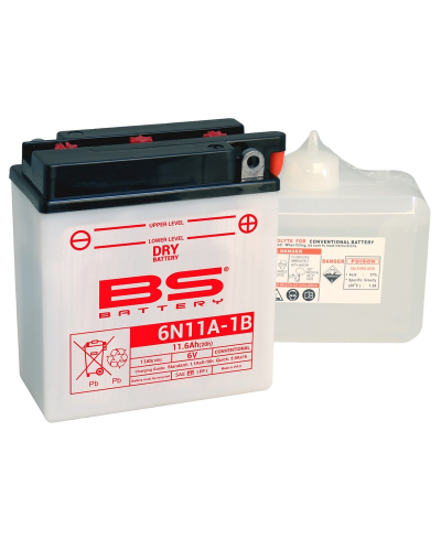 Batterie BS BATTERY conventionnelle avec pack acide - 6N11A-1B