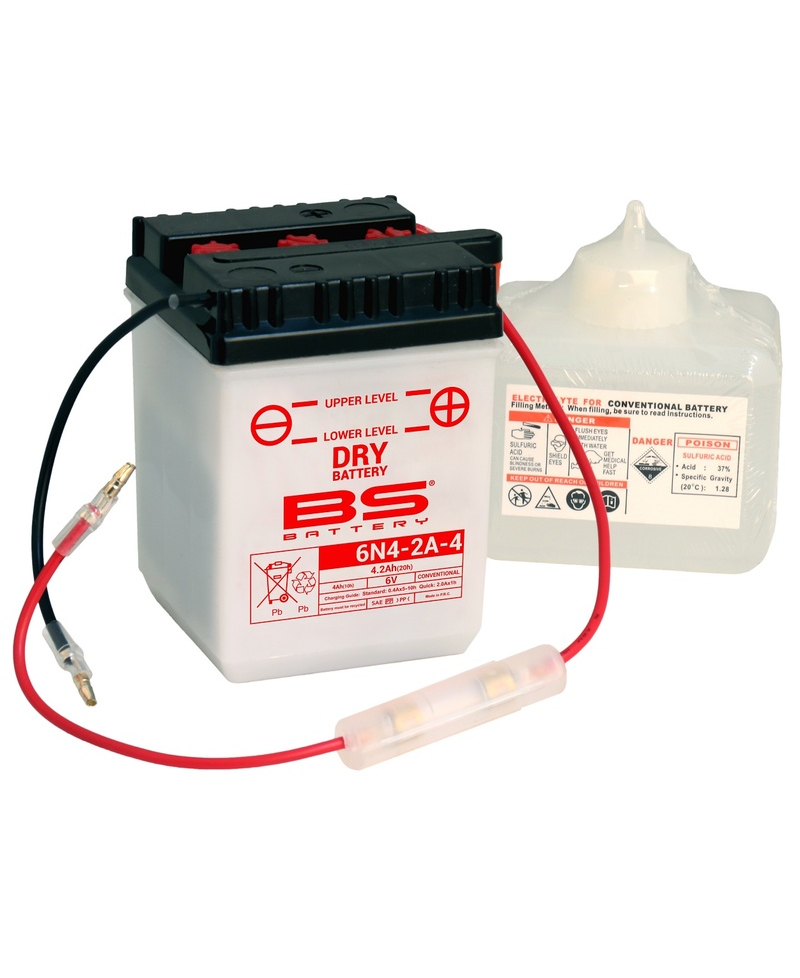 Batterie BS BATTERY conventionnelle avec pack acide - 6N4-2A-4 (6V)