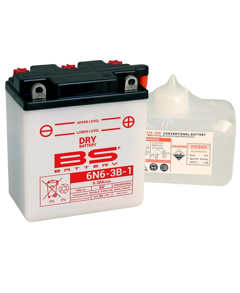 Batterie BS BATTERY conventionnelle avec pack acide - 6N6-3B-1