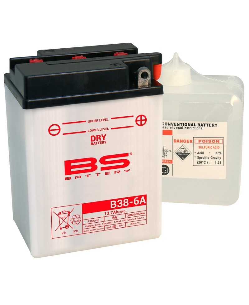 Batterie BS BATTERY conventionnelle avec pack acide - B38-6A