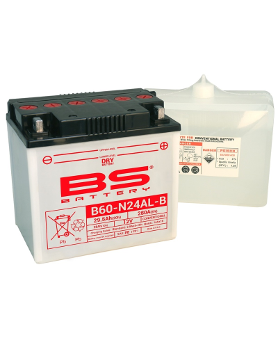 Batterie BS BATTERY Haute-performance avec pack acide - B60-N24AL-B