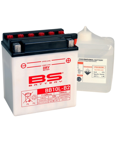 Batterie BS BATTERY Haute-performance avec pack acide - BB10L-B2