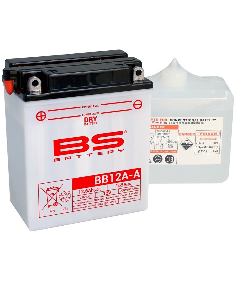 Batterie BS BATTERY Haute-performance avec pack acide - BB12A-A