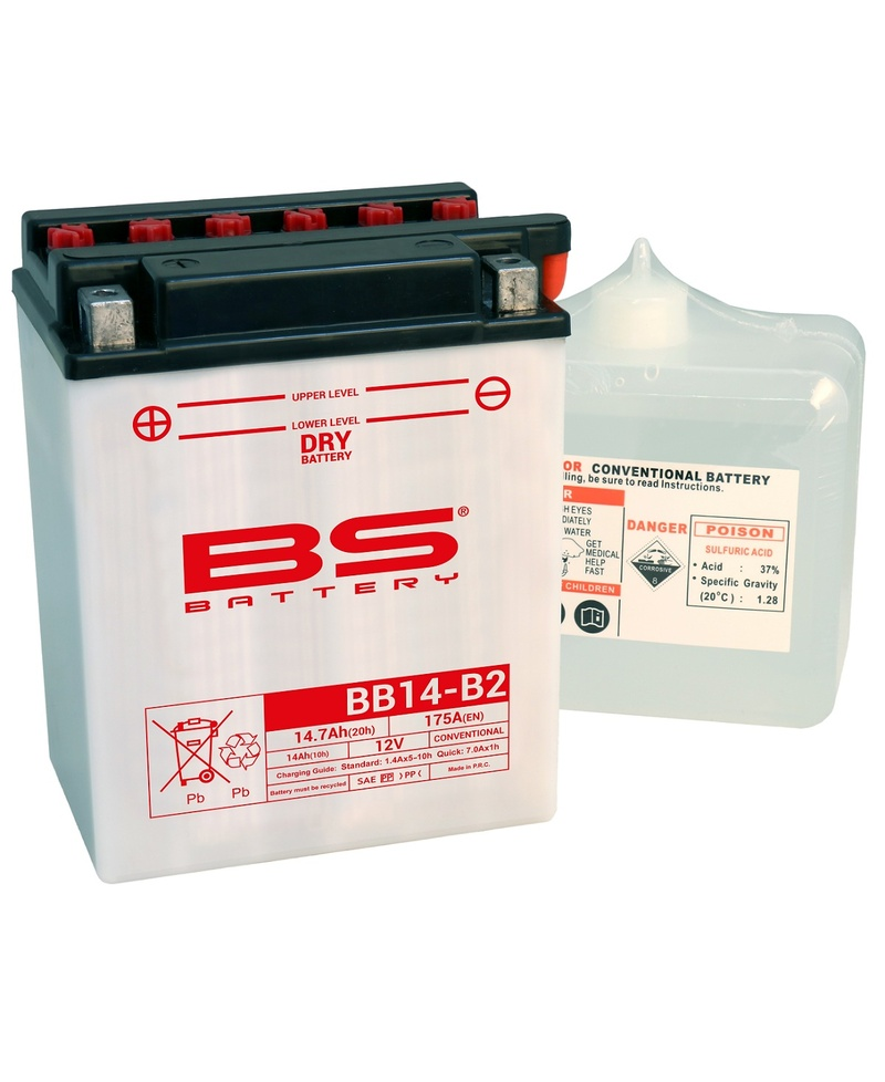 Batterie BS BATTERY Haute-performance avec pack acide - BB14-B2