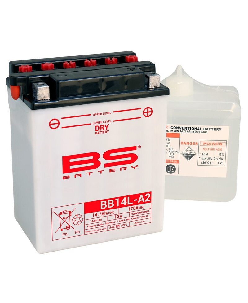 Batterie BS BATTERY Haute-performance avec pack acide - BB14L-A2