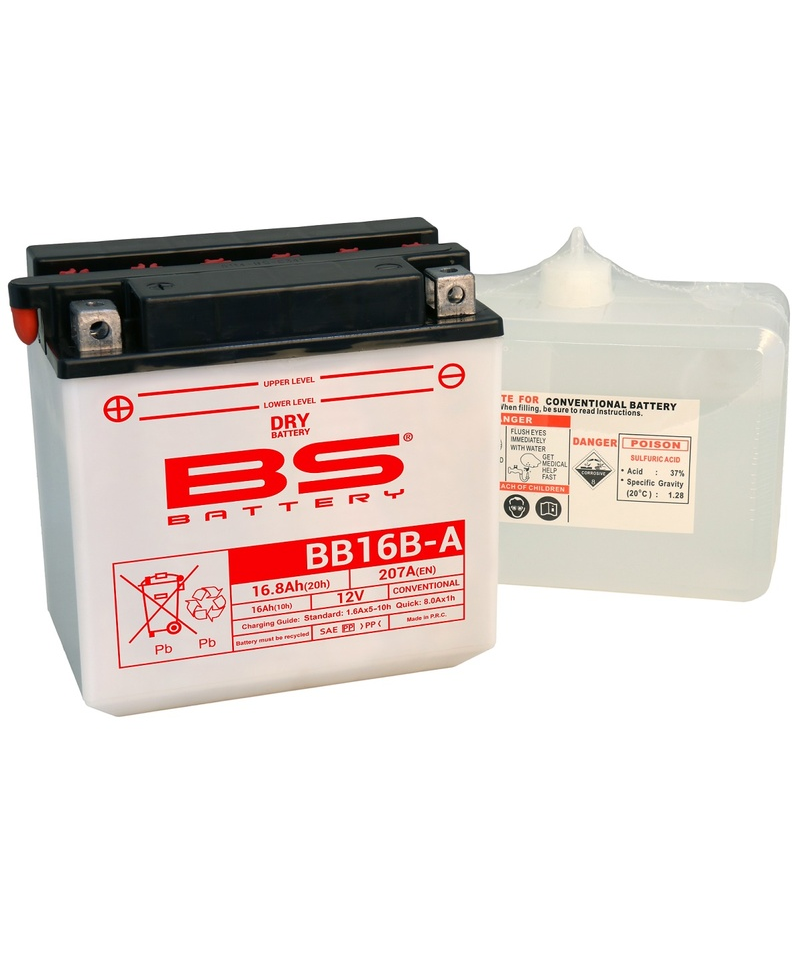 Batterie BS BATTERY Haute-performance avec pack acide - BB16B-A