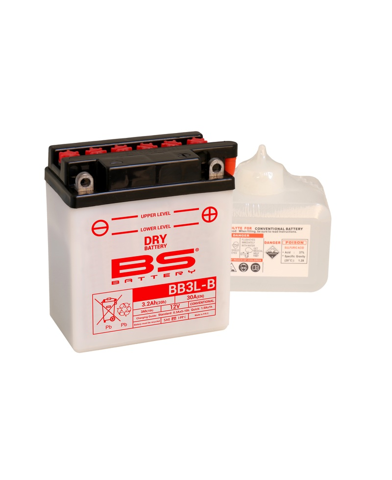Batterie BS BATTERY Haute-performance avec pack acide - BB3L-B