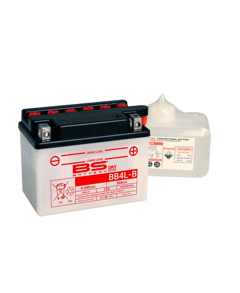 Batterie BS BATTERY Haute-performance avec pack acide - BB4L-B