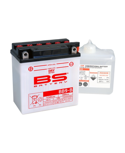 Batterie BS BATTERY Haute-performance avec pack acide - BB9-B