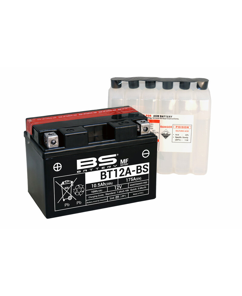 Batterie BS BATTERY sans entretien avec pack acide - BT12A-BS