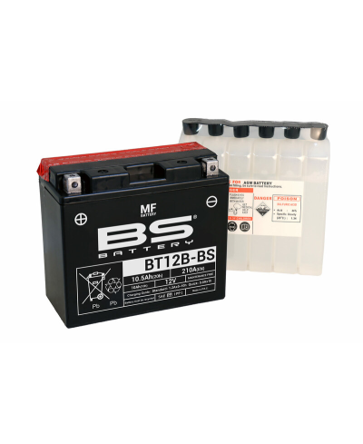 Batterie BS BATTERY sans entretien avec pack acide - BT12B-BS
