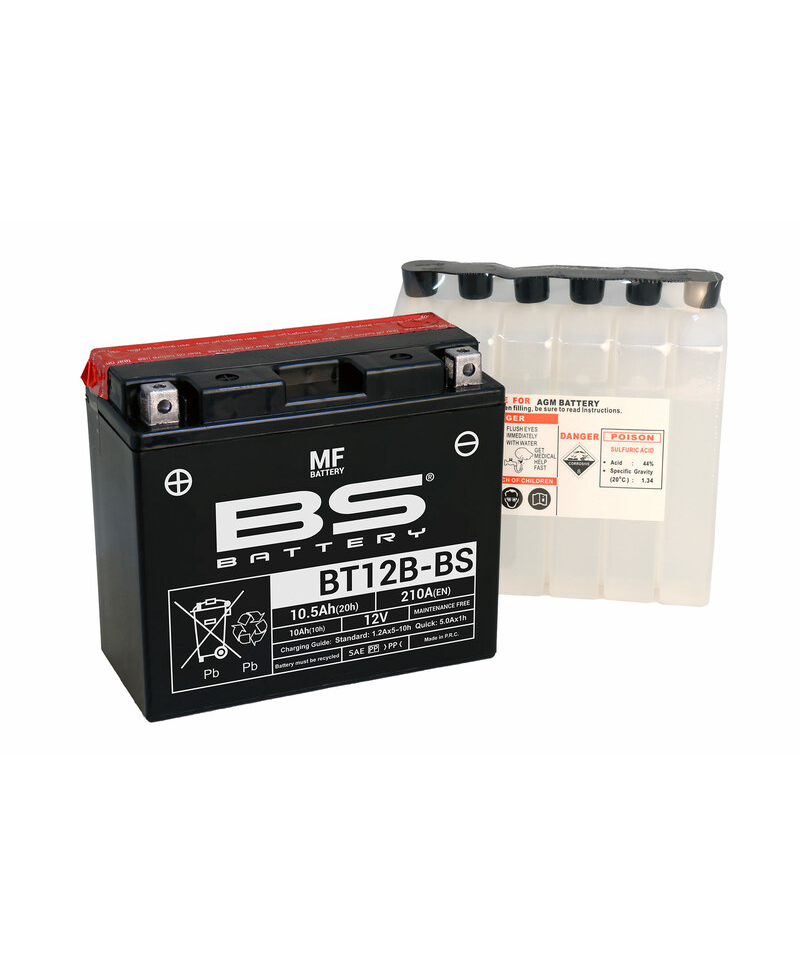Batterie BS BATTERY sans entretien avec pack acide - BT12B-BS