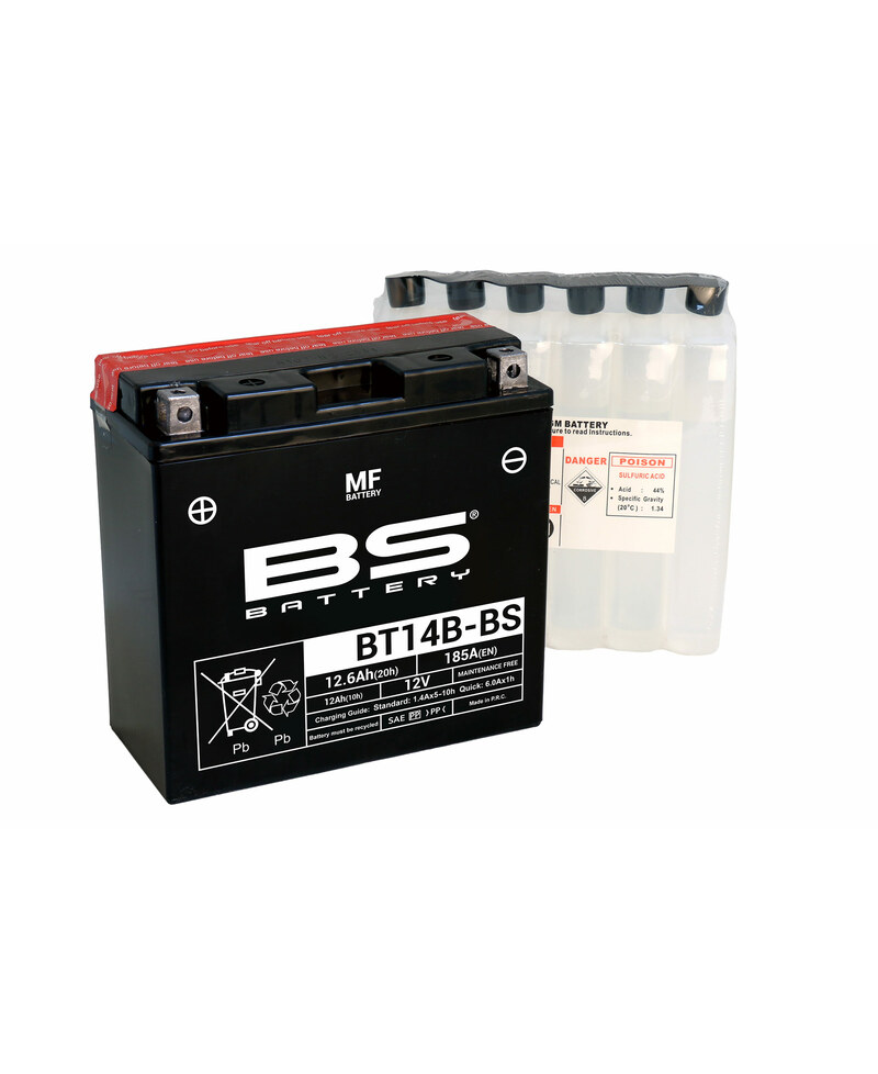 Batterie BS BATTERY sans entretien avec pack acide - BT14B-BS