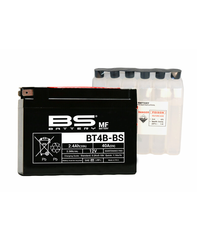 Batterie BS BATTERY sans entretien avec pack acide - BT4B-BS