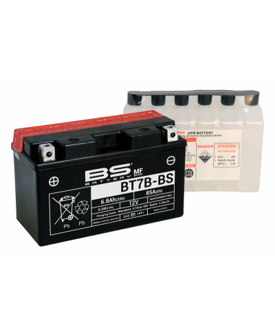 Batterie BS BATTERY sans entretien avec pack acide - BT7B-BS