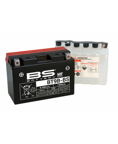 Batterie BS BATTERY sans entretien avec pack acide - BT9B-BS