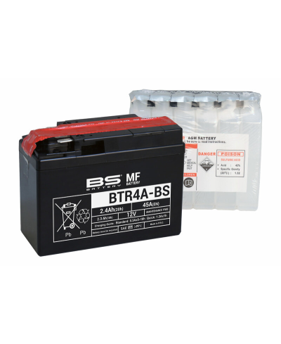Batterie BS BATTERY sans entretien avec pack acide - BTR4A-BS
