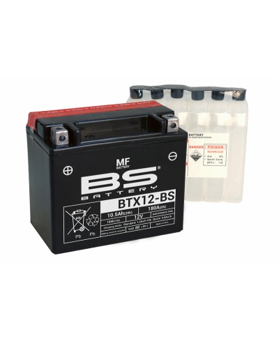 Batterie BS BATTERY sans entretien avec pack acide - BTX12-BS