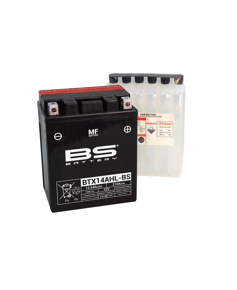 Batterie BS BATTERY sans entretien avec pack acide - BTX14AHL-BS