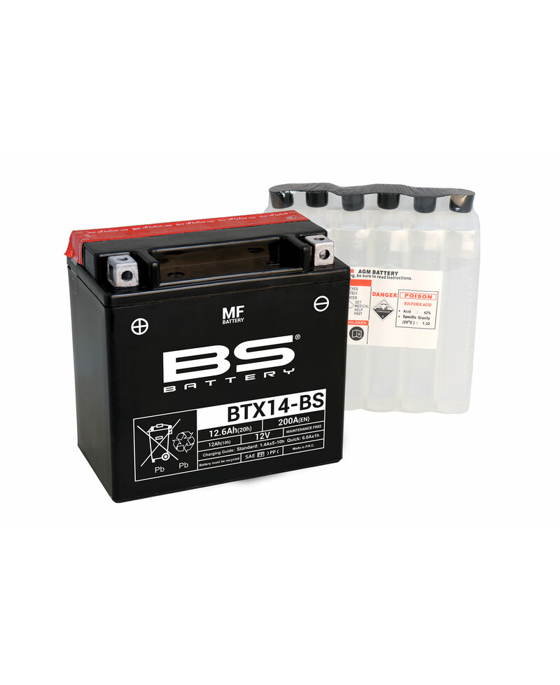 Batterie BS BATTERY sans entretien avec pack acide - BTX14-BS