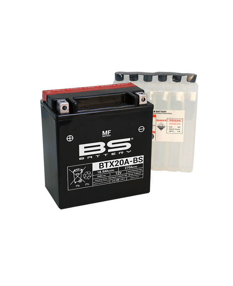 Batterie BS BATTERY sans entretien avec pack acide - BTX20A-BS
