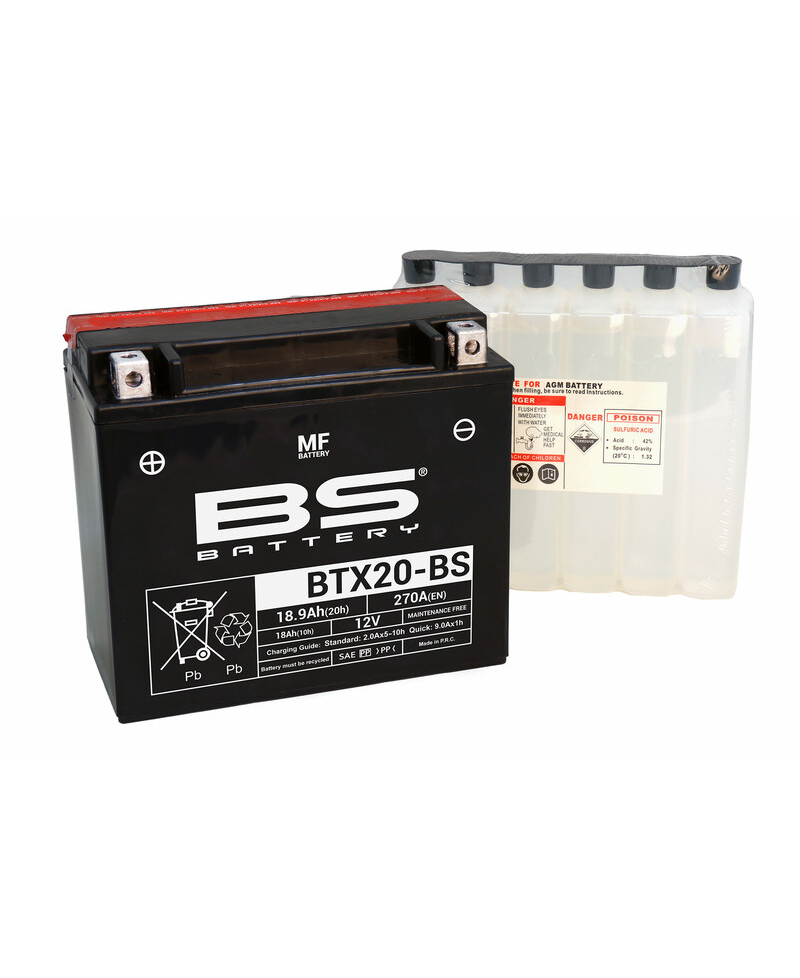 Batterie BS BATTERY sans entretien avec pack acide - BTX20-BS