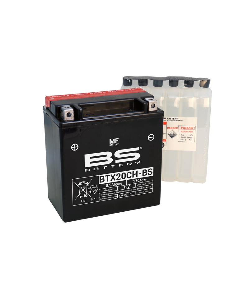 Batterie BS BATTERY sans entretien avec pack acide - BTX20CH-BS