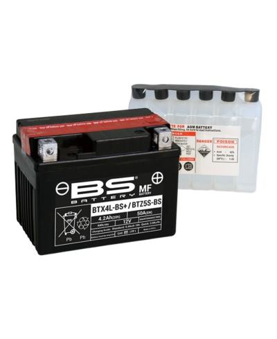 Batterie BS BATTERY sans entretien avec pack acide - BTX4L-BS+ / BTZ5S-BS
