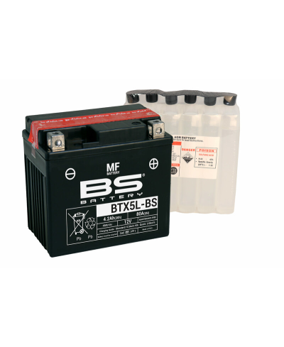 Batterie BS BATTERY sans entretien avec pack acide - BTX5L-BS