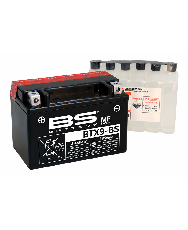 Batterie BS BATTERY sans entretien avec pack acide - BTX9-BS