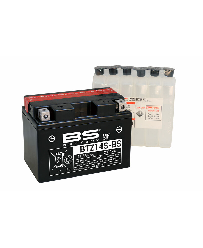 Batterie BS BATTERY sans entretien avec pack acide - BTZ14S-BS