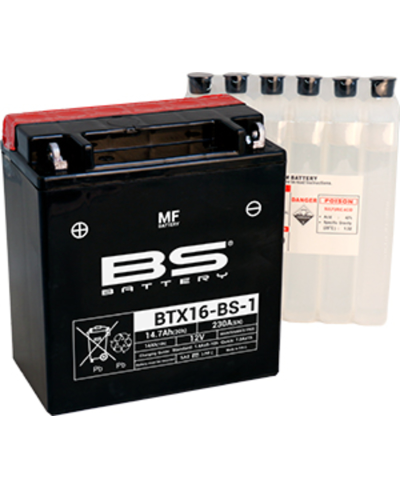 Batterie BS BATTERY sans entretien livrée avec pack acide - BTX16-BS-1